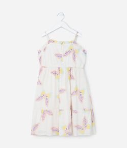 Vestido Infantil em Viscose com Estampa Borboletas - Tam 5 a 14 Anos
