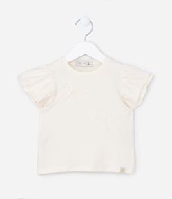 Blusa Infantil em Cotton com Bordado de Borboleta -Tam 1 a 5 Anos