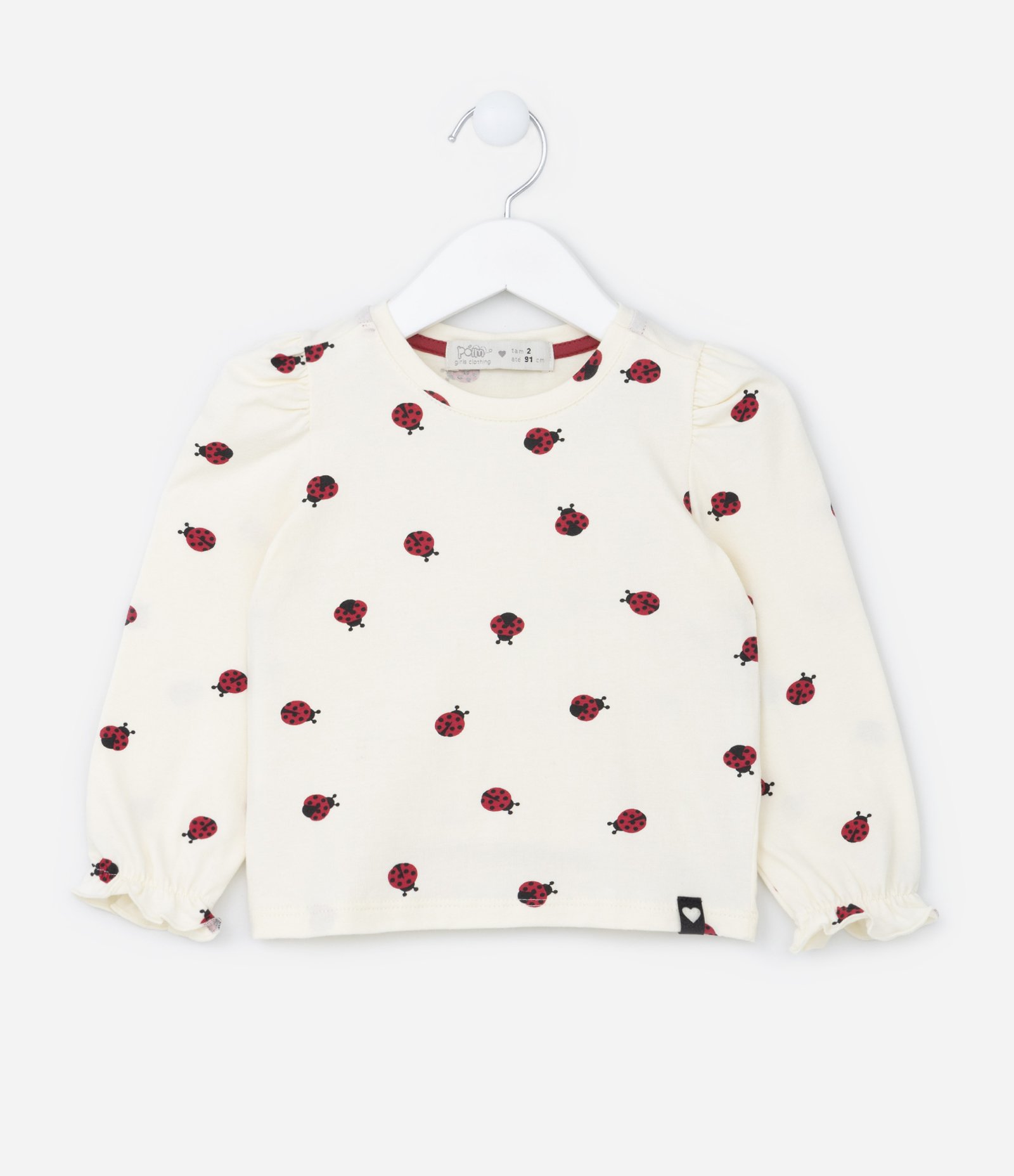 Blusa Infantil Com Estampa De Joaninhas - Tam 1 a 5 Anos Bege 1