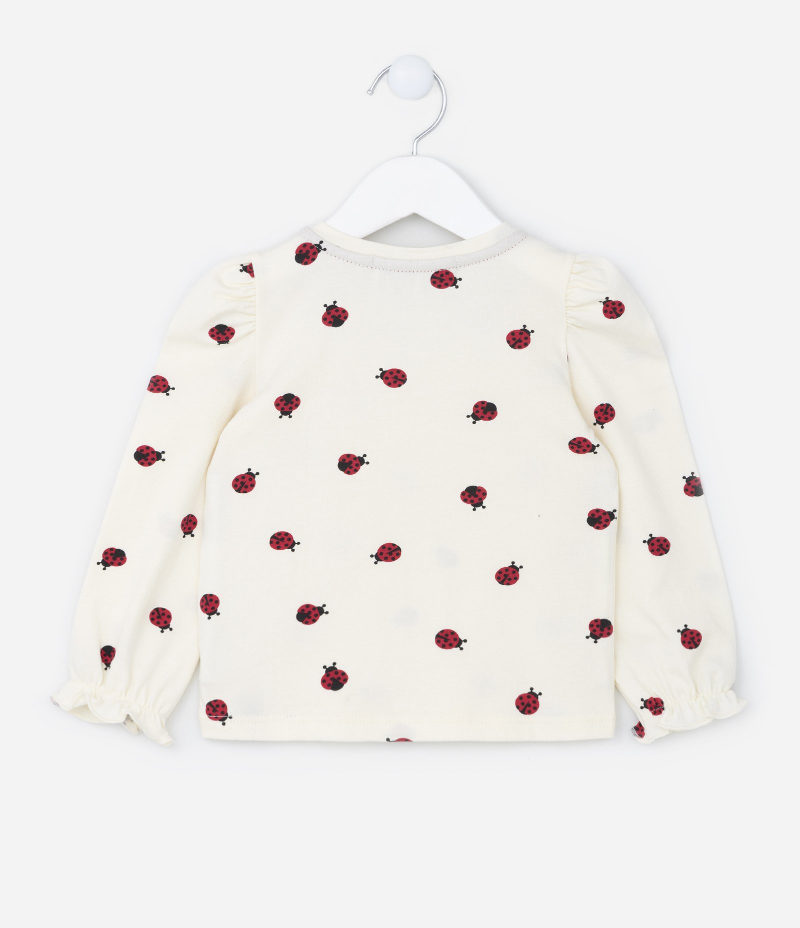 Blusa Infantil Com Estampa De Joaninhas - Tam 1 a 5 Anos Bege 2