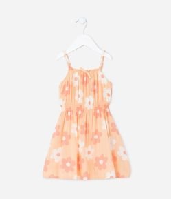Vestido Infantil com Estampa Floral e Lacinho - Tam 1 a 5 Anos