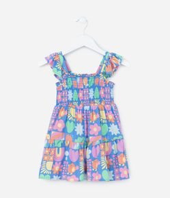 Vestido Infantil em Viscose com Lastex e Estampa Divertida - Tam 1 a 5 Anos