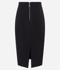 Saia Reta Midi Alfaiatada com Botões e Fenda