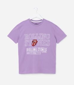 Camiseta Infantil com Lettering Rolling Stones com Brilhos - Tam 5 a 14 Anos