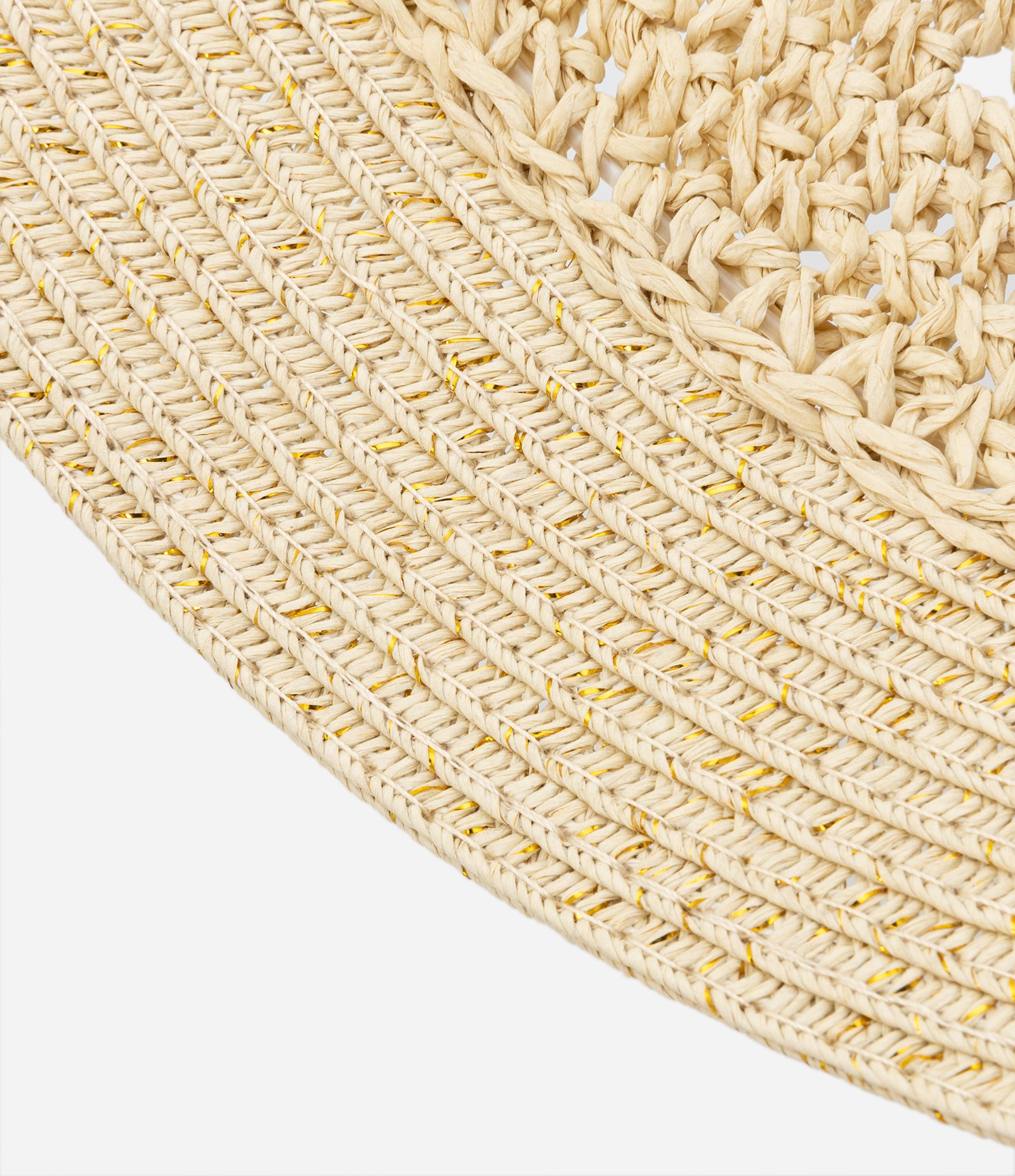 Chapéu de Praia em Palha com Texturas e Aba Grande Bege 4