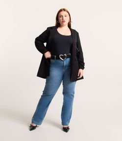 Calça Reta em Jeans com Elastano Curve & Plus Size