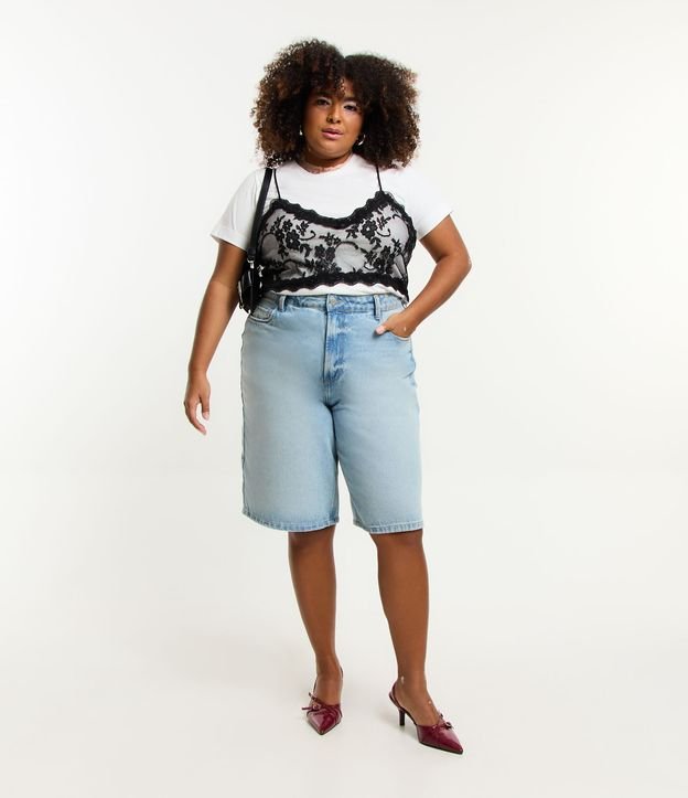 Bermuda Jorts Semi Alfaiataria em Jeans Curve & Plus Size