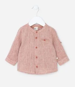 Camisa Infantil em Linho com Gola Padre - Tam 3 a 18 meses