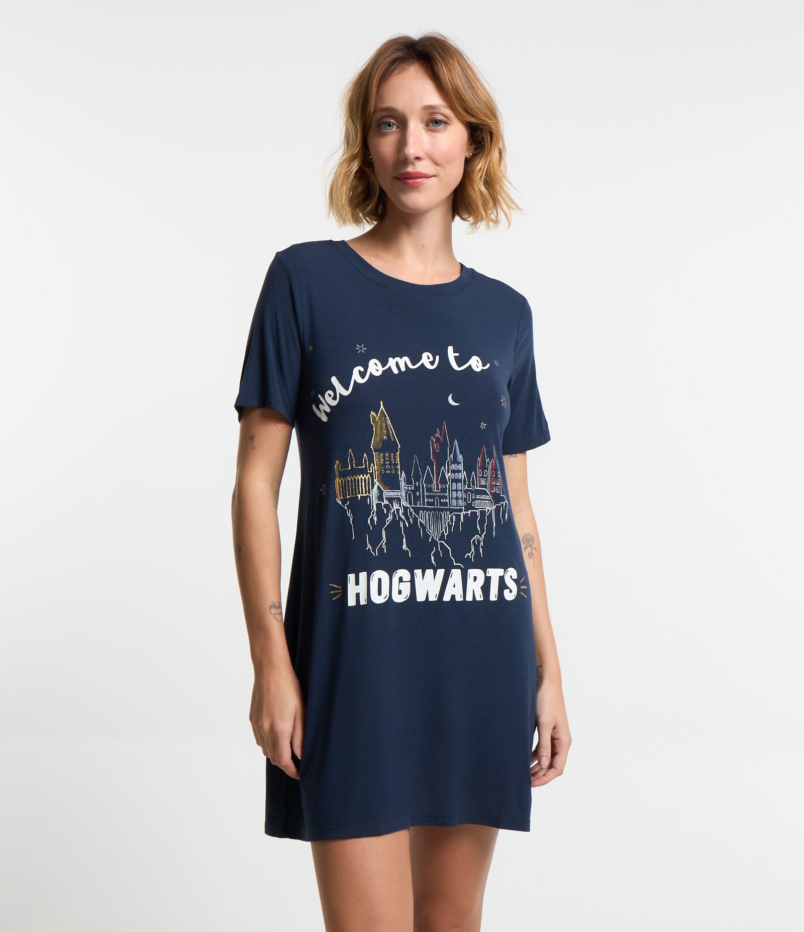 Camisola em Viscose com Estampa Hogwarts Verde 1