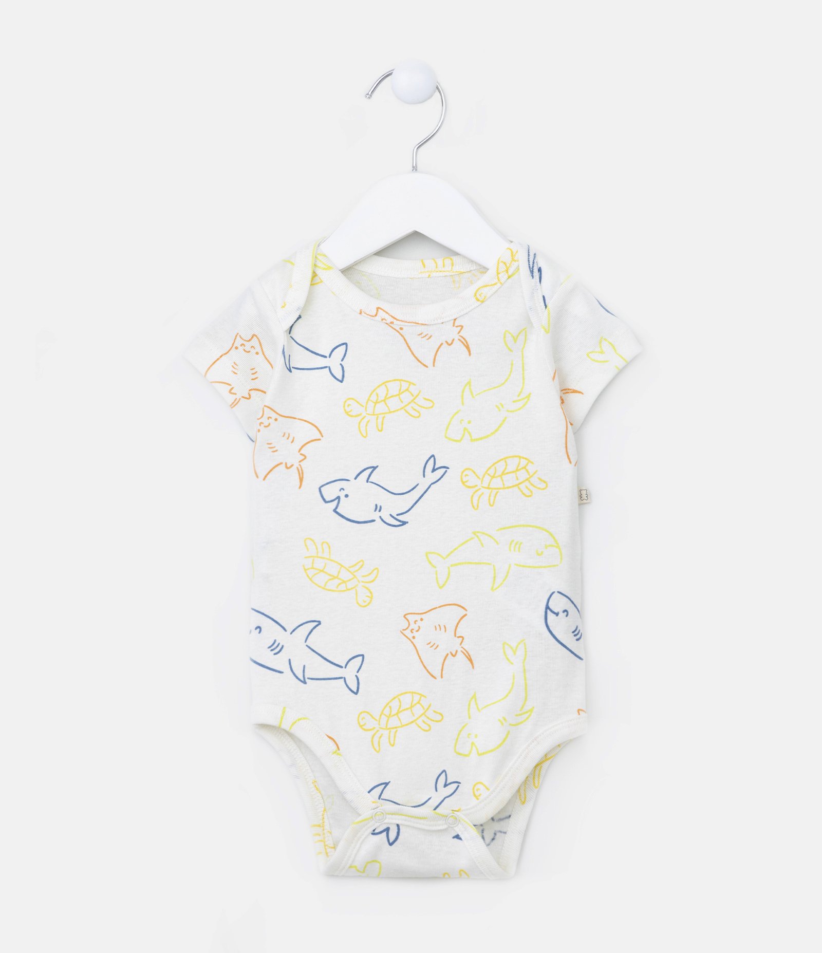 Body Infantil com Estampa Tubarões - Tam 0 a 18 meses Branco Neve 1