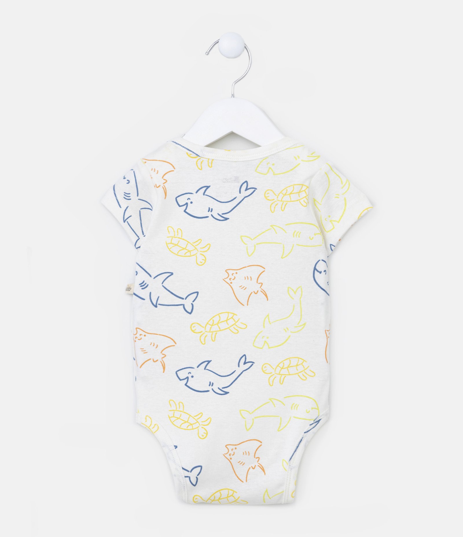 Body Infantil com Estampa Tubarões - Tam 0 a 18 meses Branco Neve 2