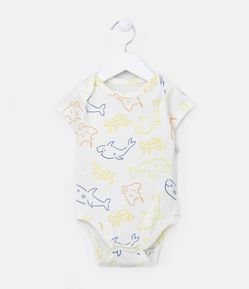 Body Infantil com Estampa Tubarões - Tam 0 a 18 meses