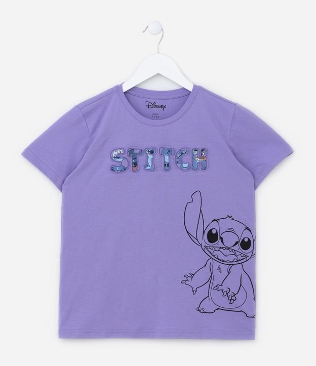 Camiseta Infantil com Estampa em Relevo do Stitch - Tam 5 a 14 Anos