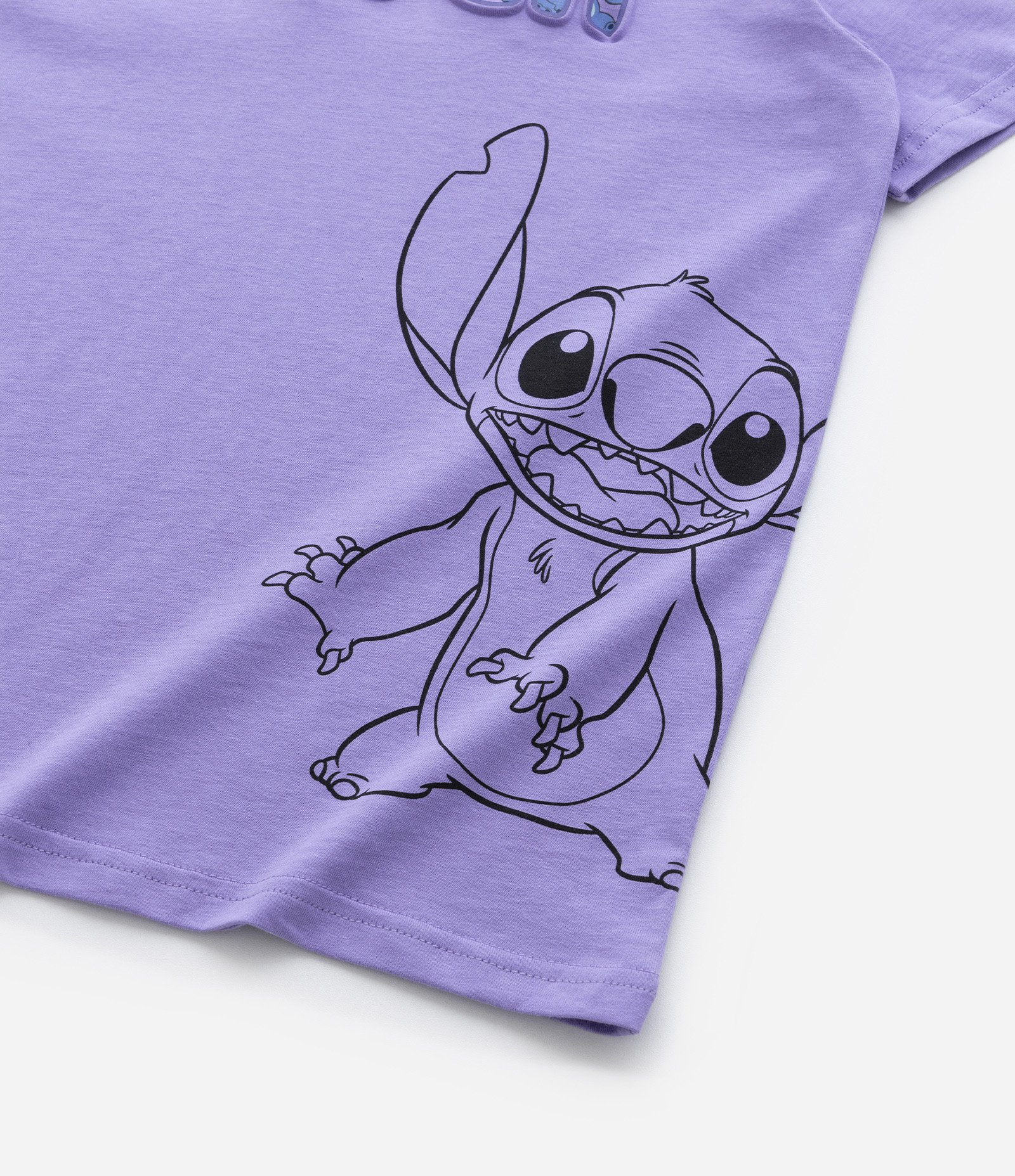 Camiseta Infantil com Estampa em Relevo do Stitch - Tam 5 a 14 Anos Roxo 4