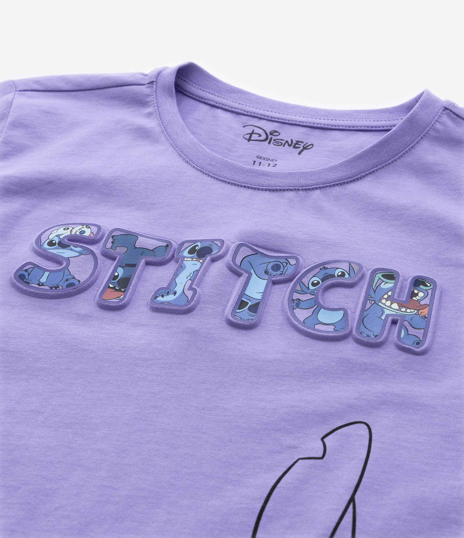 Camiseta Infantil com Estampa em Relevo do Stitch - Tam 5 a 14 Anos Roxo 5