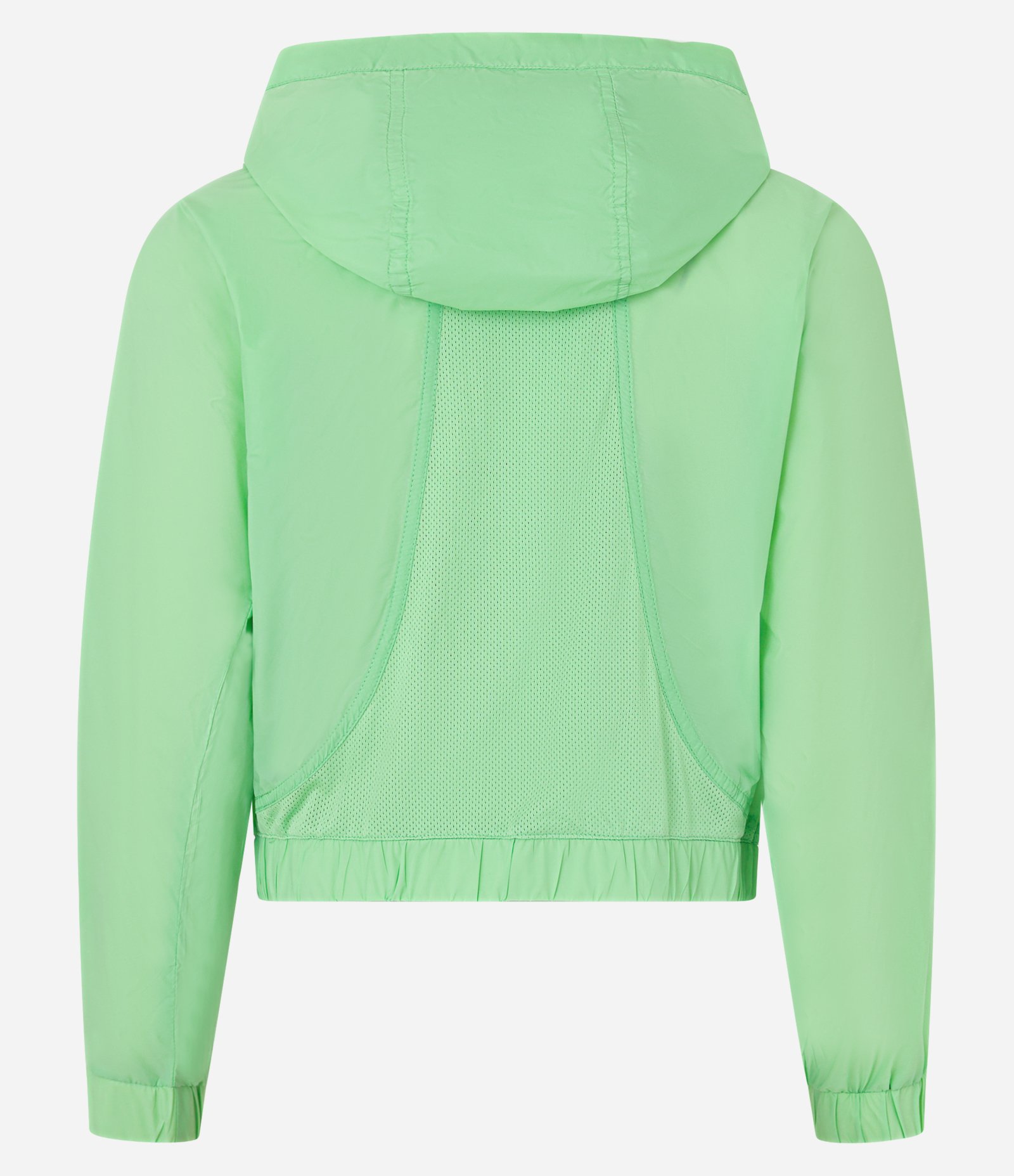 Jaqueta Corta Vento Esportiva Cropped com Efeito Tecnológico nas Costas Verde 7