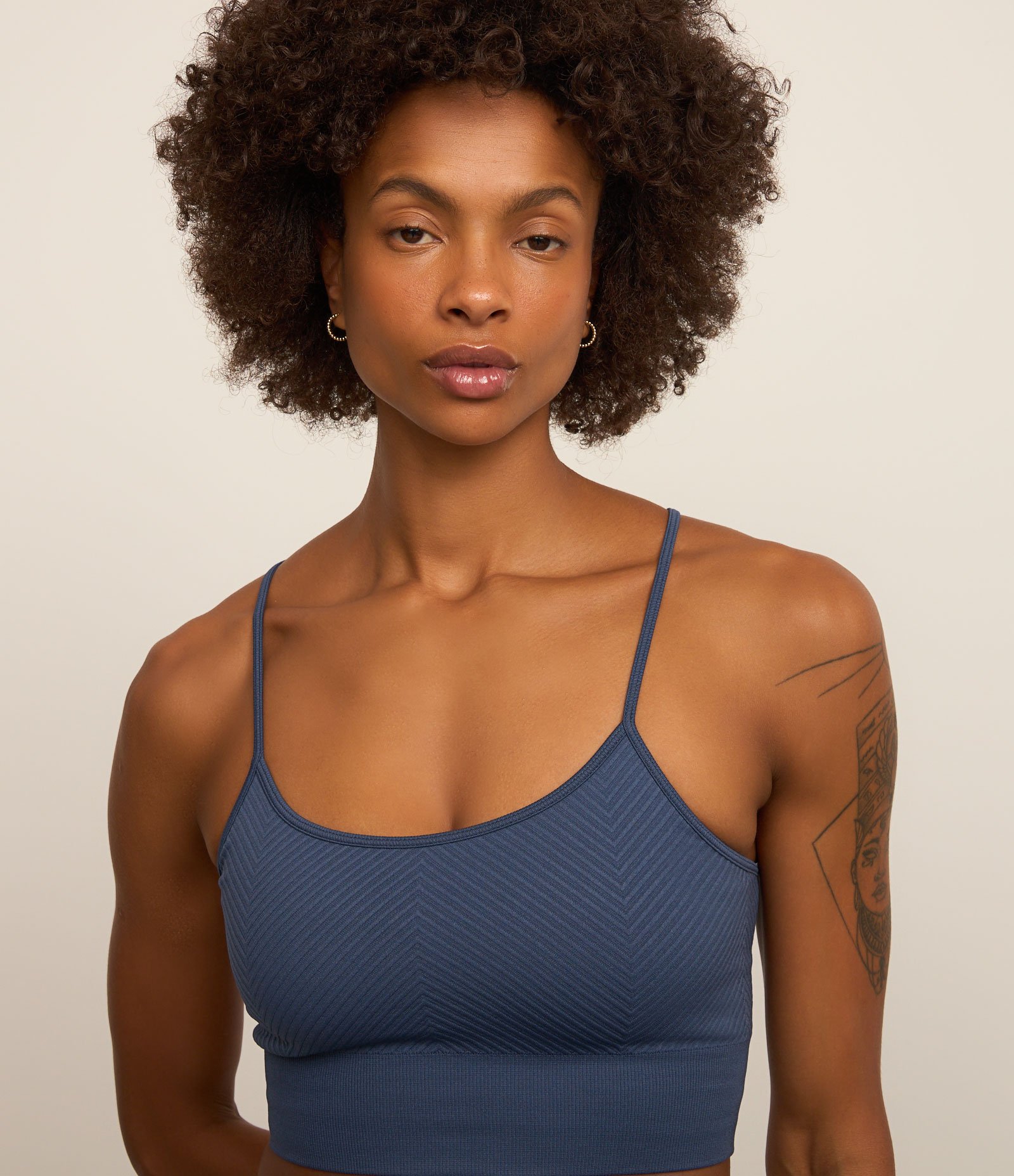 Top Esportivo com Bojo Texturizado e Sem Costura Azul 1