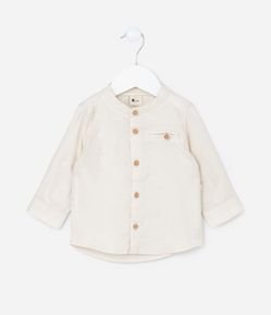 Camisa Infantil em Linho com Gola Padre - Tam 3 a 18 meses
