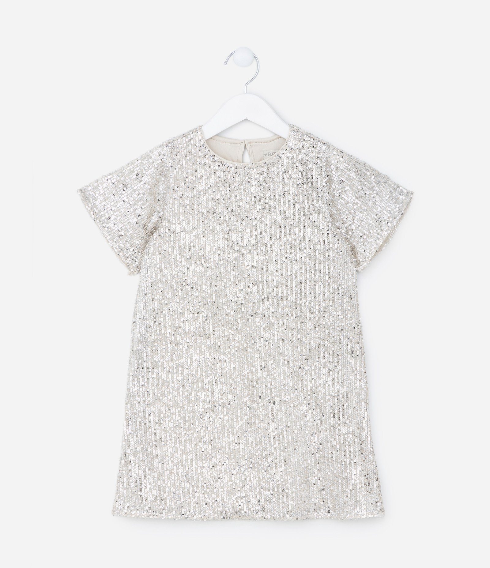 Vestido Infantil em Tule com Paetês - Tam 5 a 14 Anos Bege 1