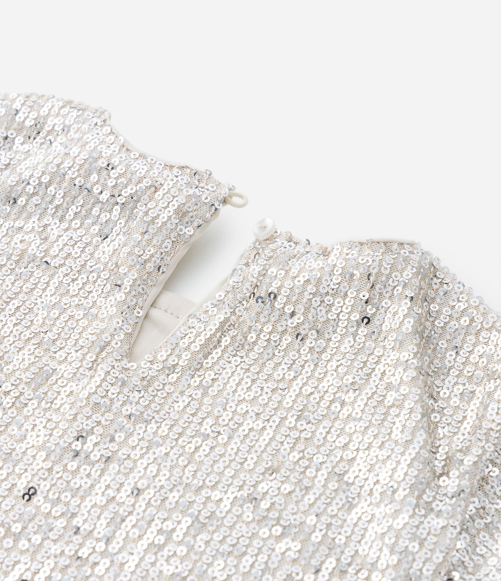 Vestido Infantil em Tule com Paetês - Tam 5 a 14 Anos Bege 5