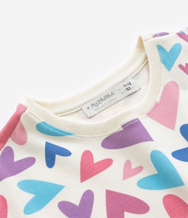 Blusa Cropped Infantil com Estampa de Corações - Tam 5 A 14 Anos Multicores 4