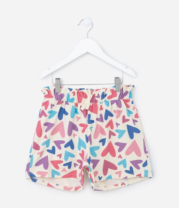 Short Clochard Infantil com Estampa de Corações - Tam 5 A 14 Anos