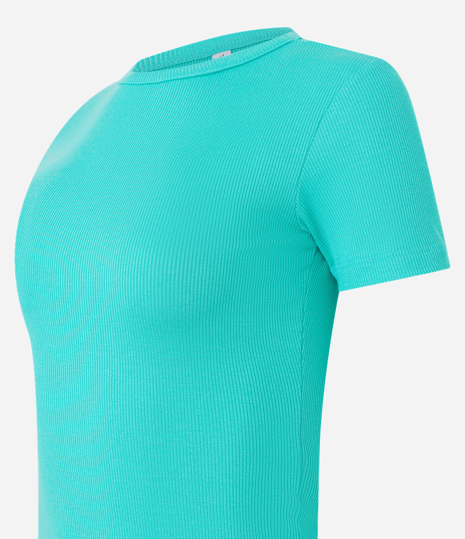Blusa Básica Texturizada em Viscose com Acabamento Frufru Verde Água 6
