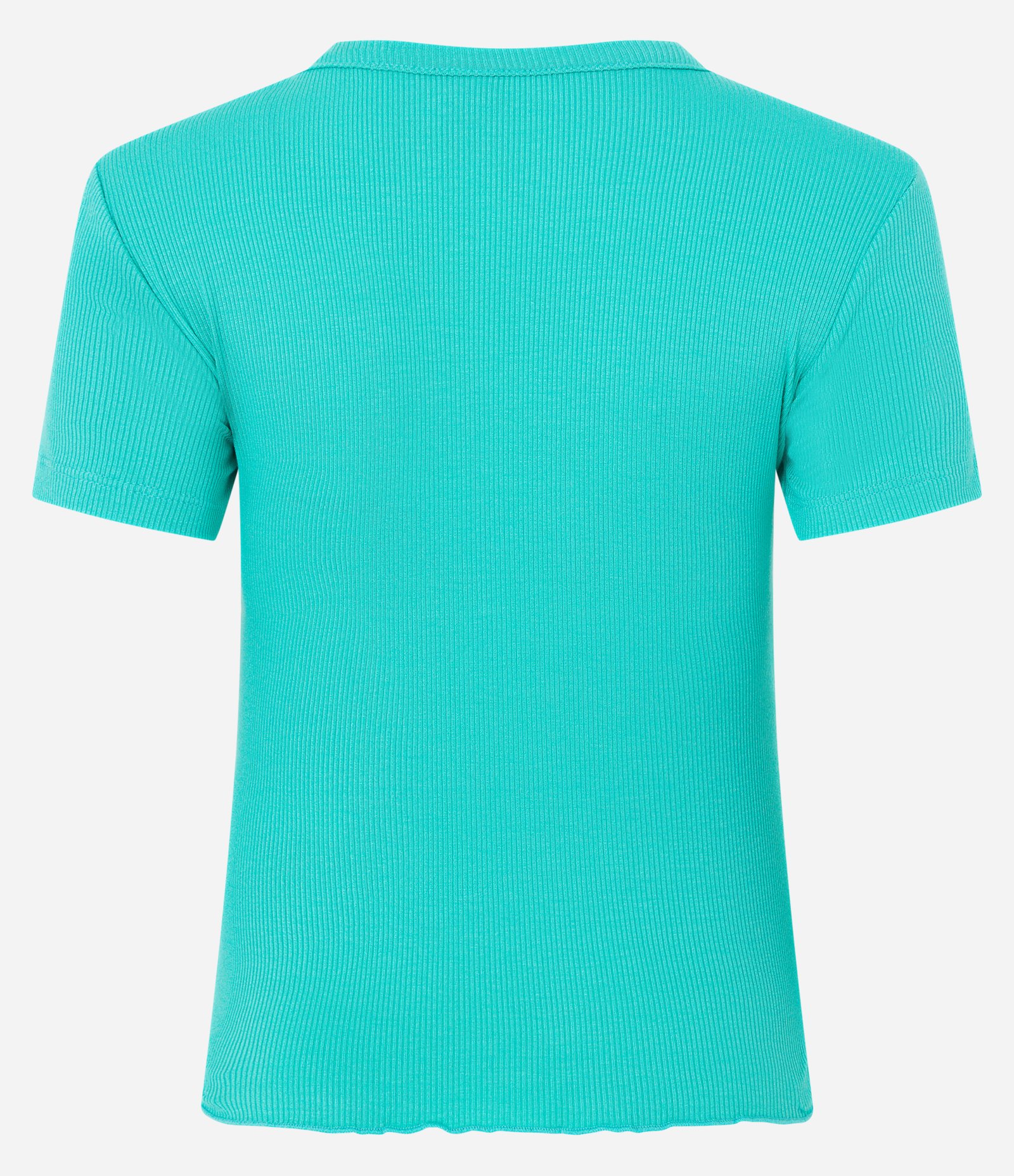 Blusa Básica Texturizada em Viscose com Acabamento Frufru Verde Água 7