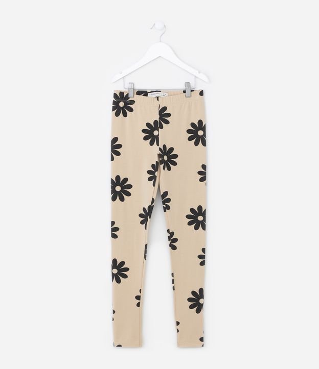 Calça Legging Infantil com Estampa de Florzinhas - Tam 5 A 14 Anos