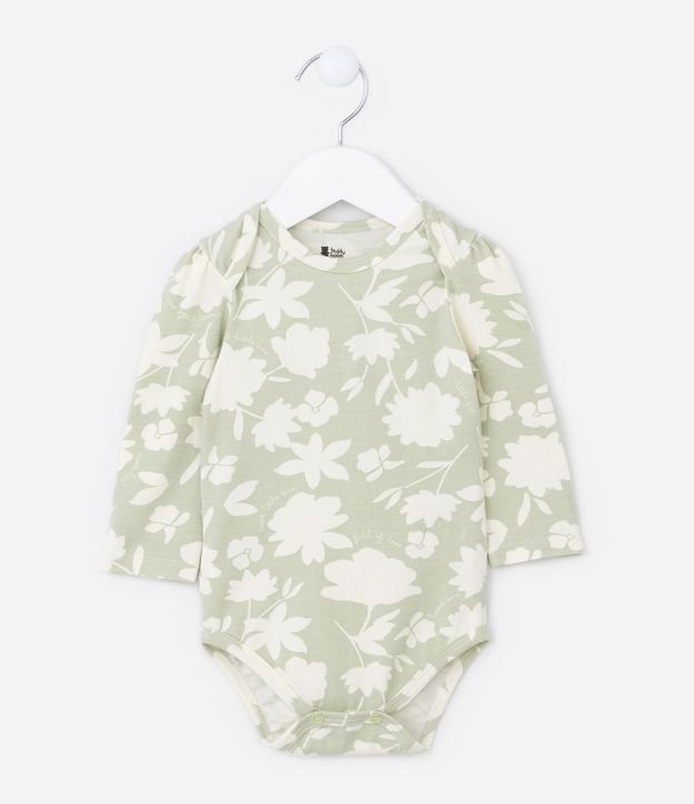 Body Infantil em Algodão com Estampa Floral - Tam 0 a 24 meses