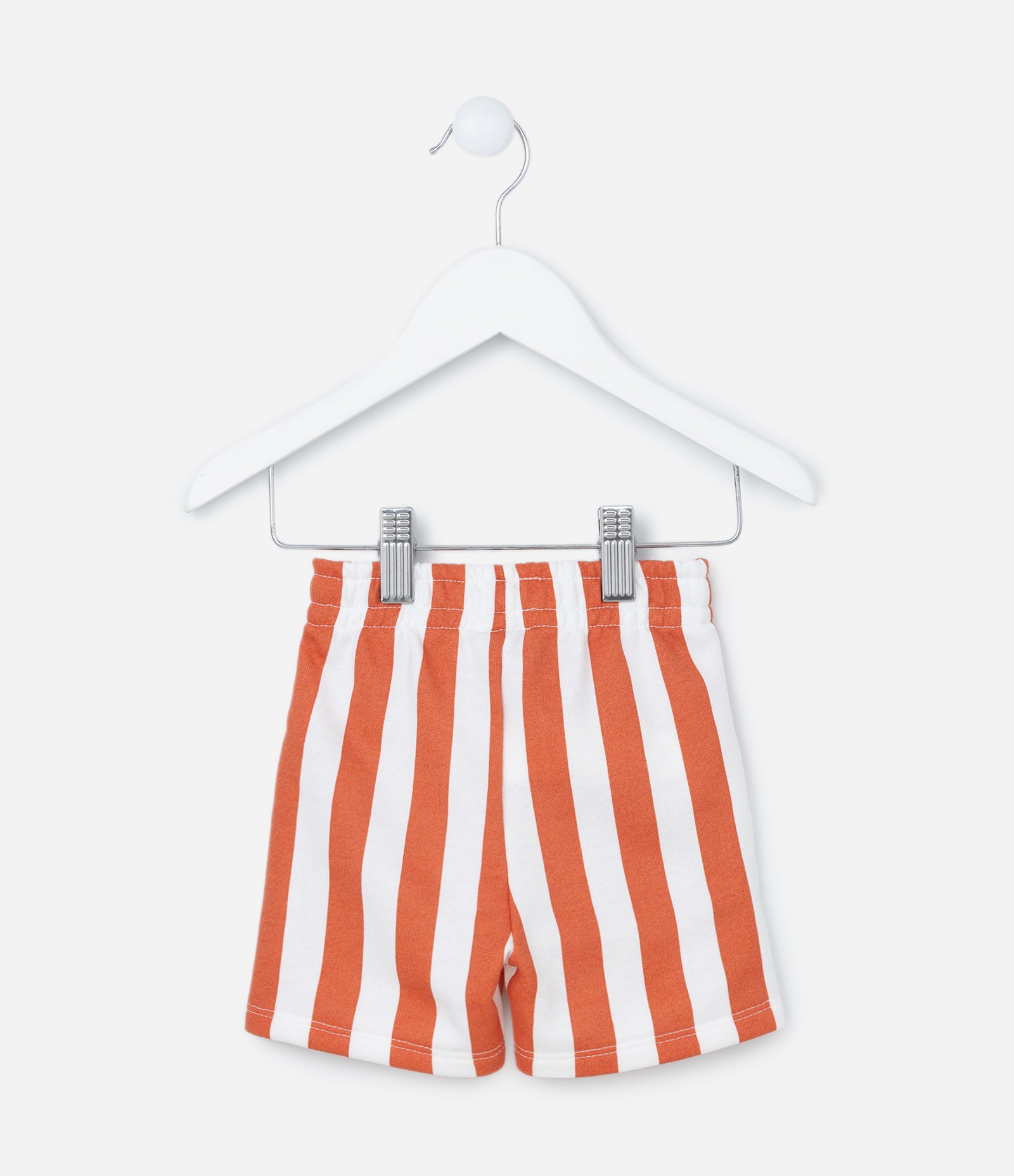 Bermuda Infantil com Estampa de Listras - Tam 0 a 18 meses Laranja/Branco 2