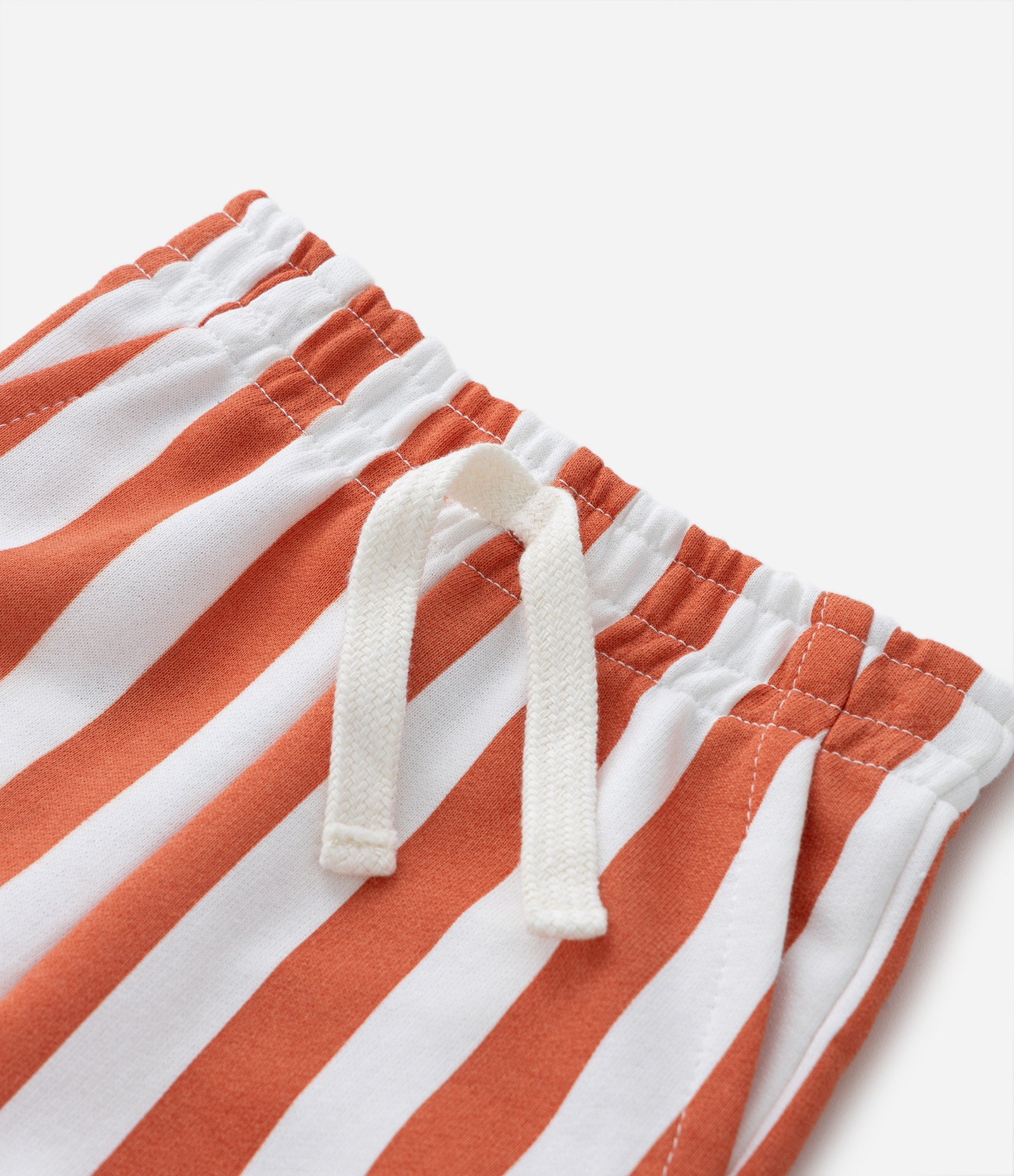 Bermuda Infantil com Estampa de Listras - Tam 0 a 18 meses Laranja/Branco 4