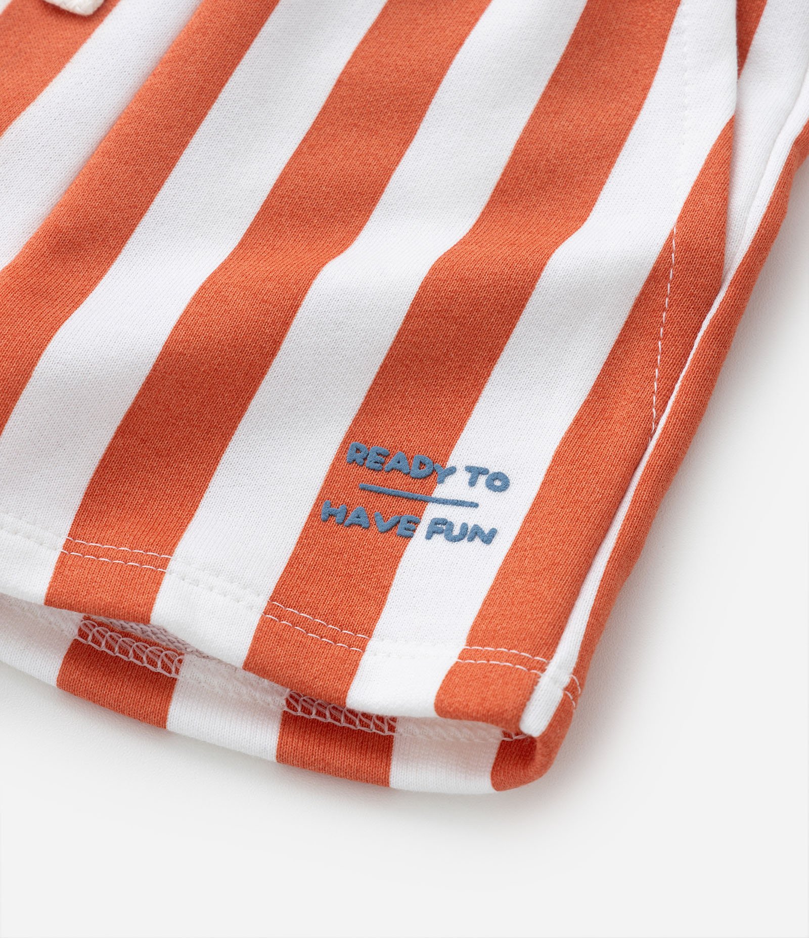 Bermuda Infantil com Estampa de Listras - Tam 0 a 18 meses Laranja/Branco 6