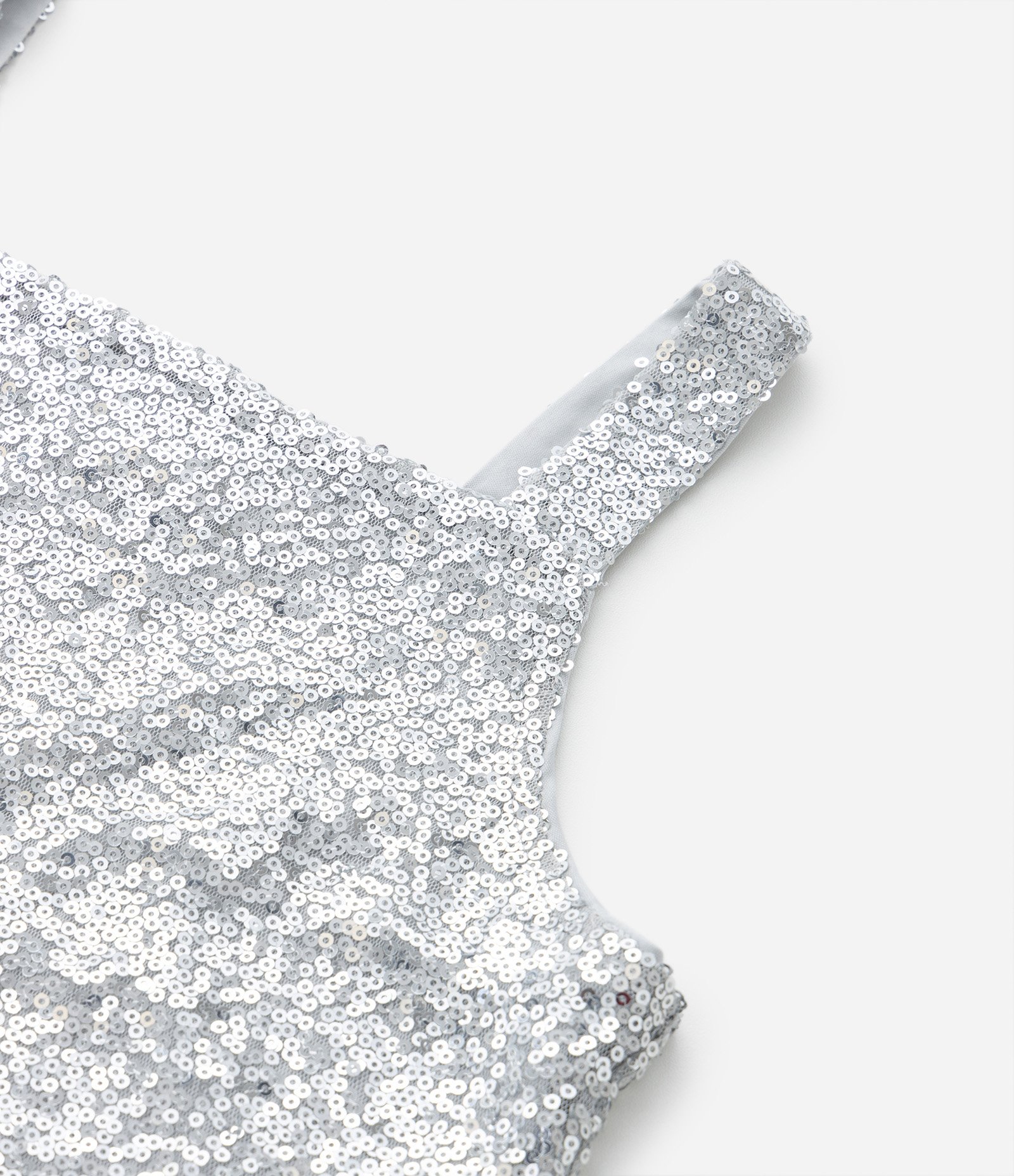 Regata Cropped Infantil em Paetê - Tam 5 a 14 Anos Prata 4