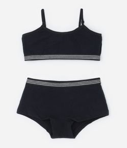 Conjunto Sutiã e Calcinha em Algodão com Elástico Brilhosos - Tam 9 a 14 anos