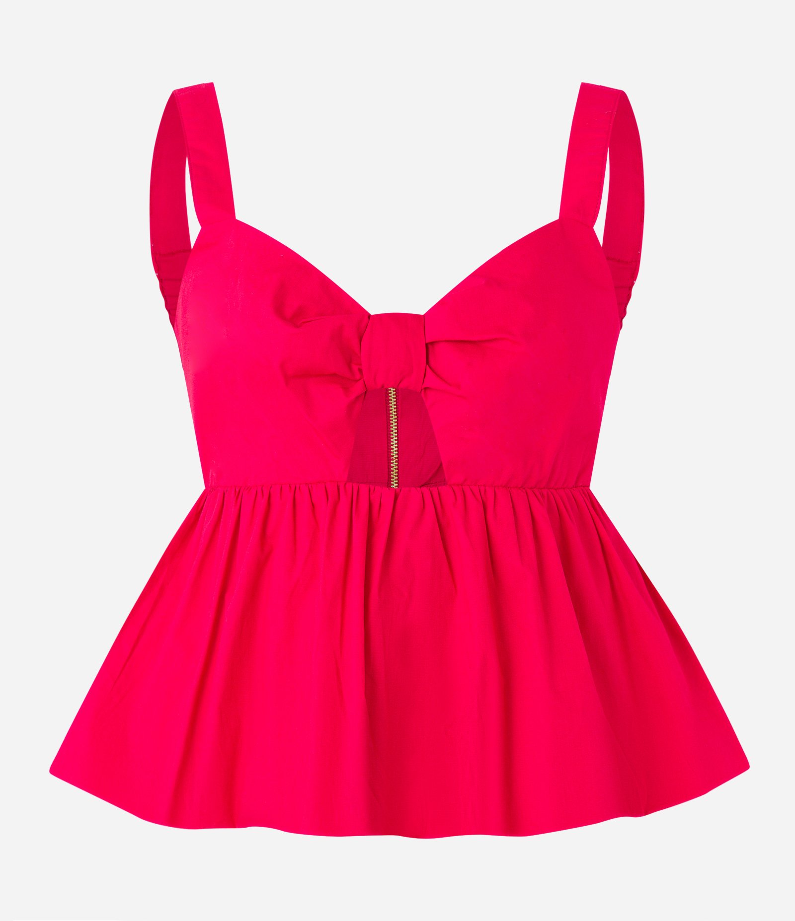 Blusa sem Manga em Tricoline com Recorte Vazado e Fechamento em Zíper Vermelho 6