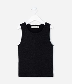 Regata Curta Infantil Canelado Sem Costura e com Brilhos - Tam 5 a 14 Anos