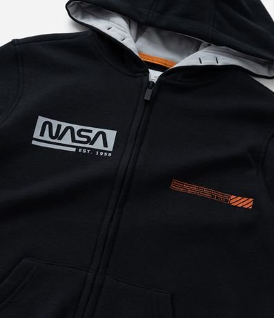 Casaco Infantil em Moletom com Estampa Refletiva NASA Tam a 14