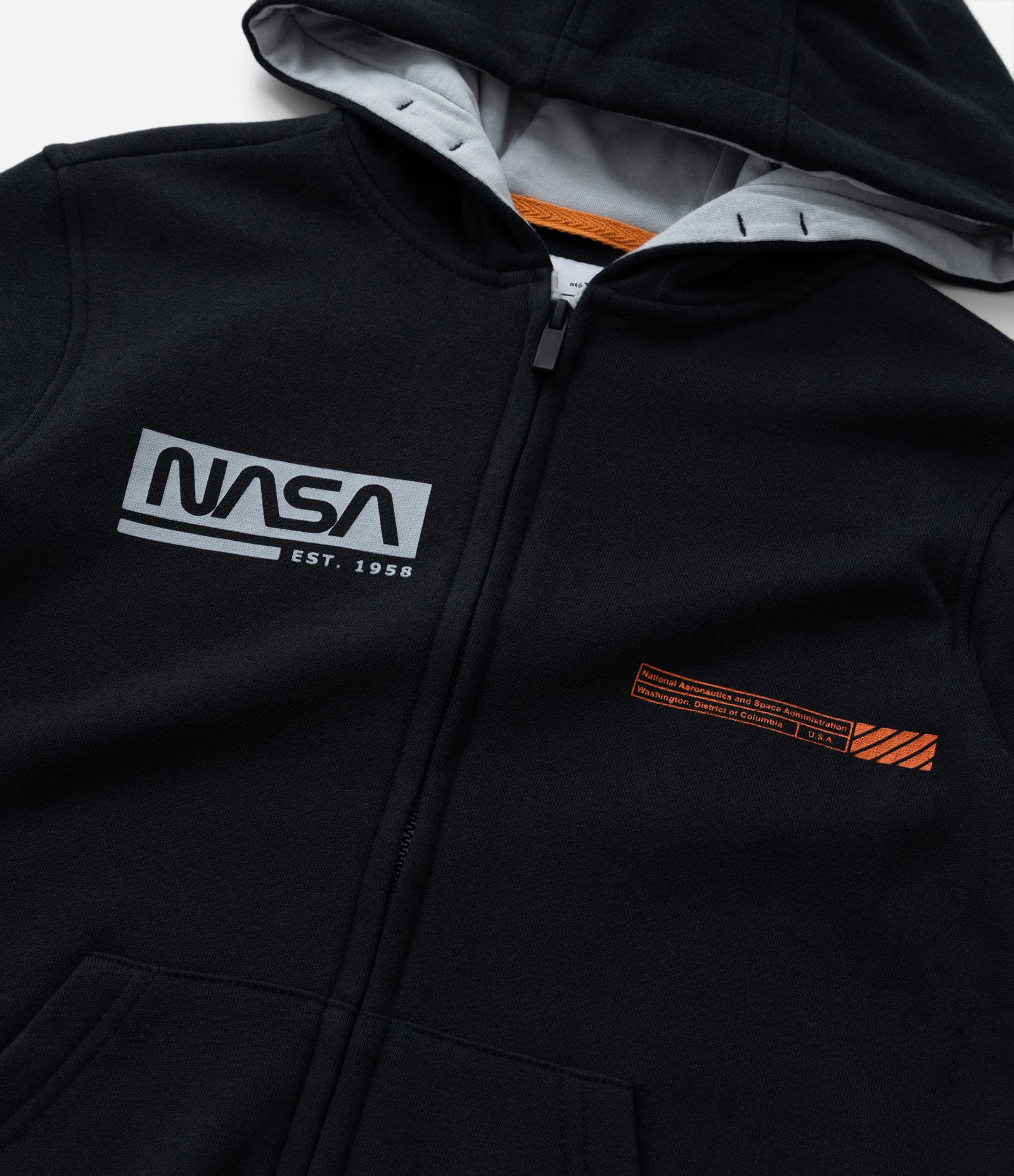 Casaco Infantil em Moletom com Estampa Refletiva NASA - Tam 5 a 14 Anos Preto 4