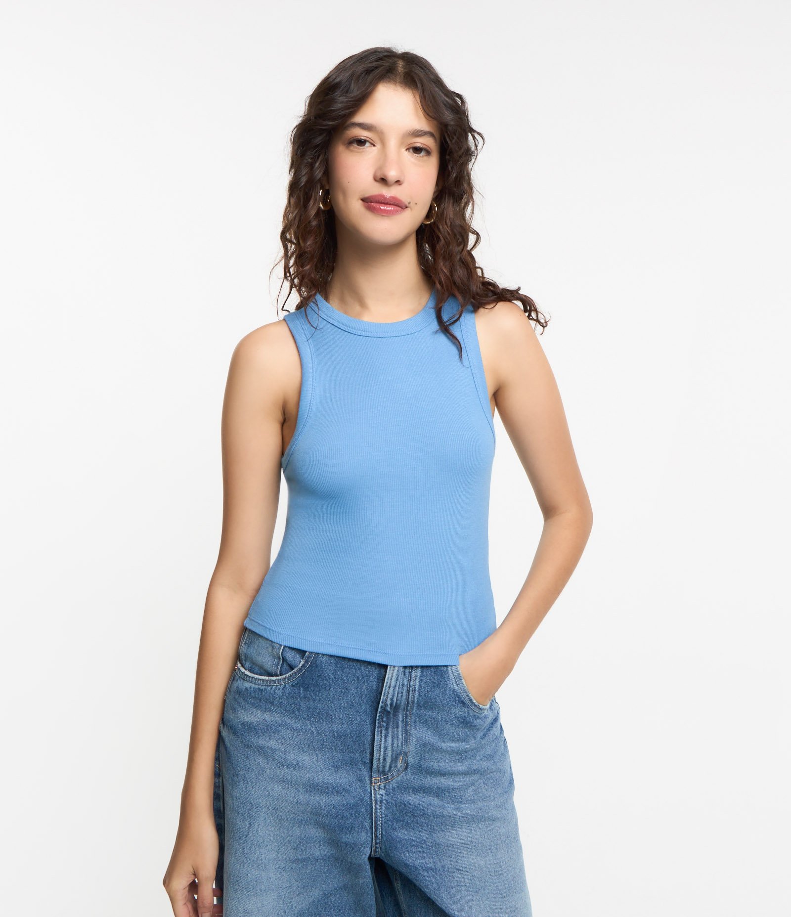 Regata Cropped Básica em Ribana Canelada 1