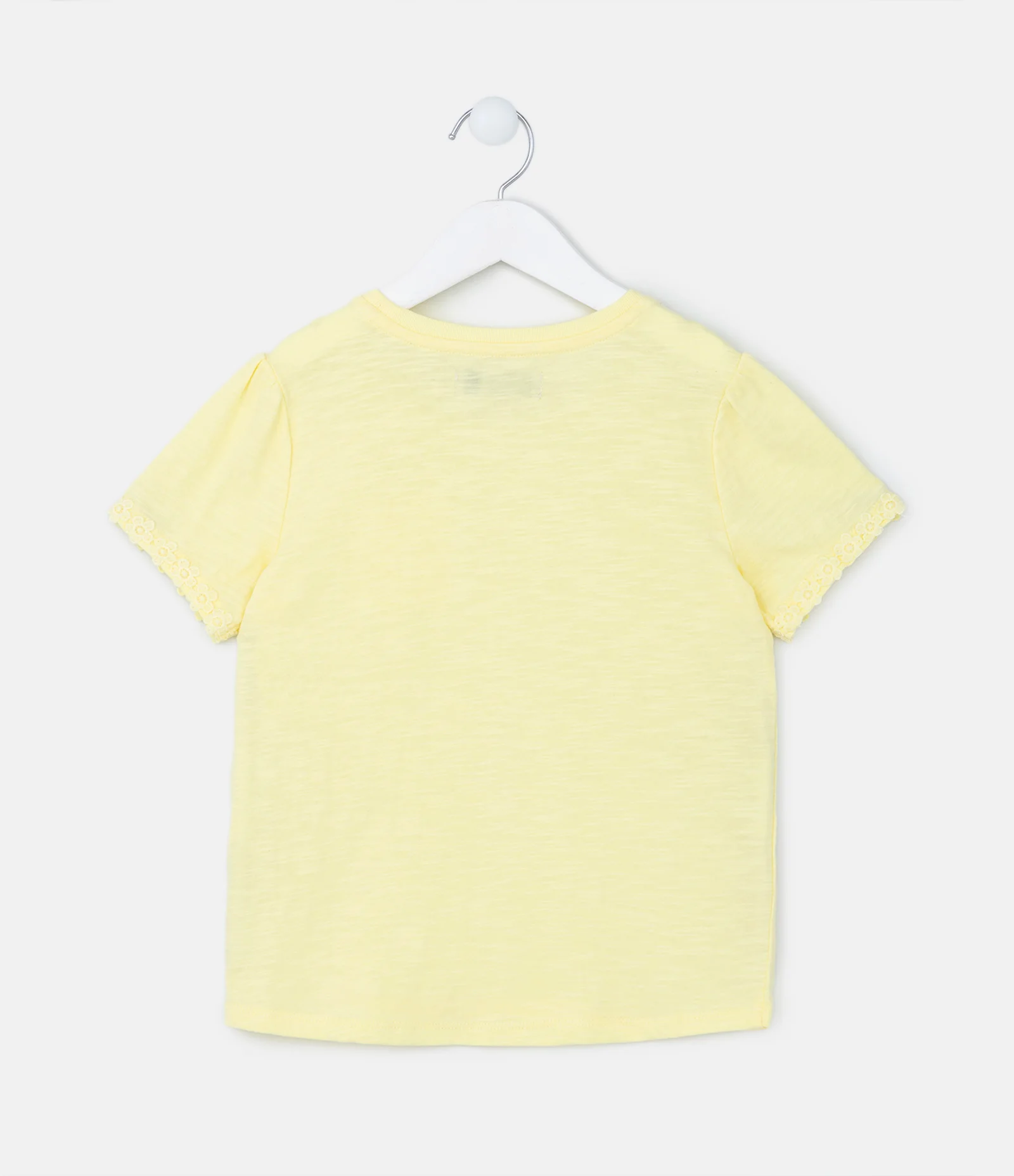 Blusa Infantil com Bolsinho e Bordado Broderie - Tam 1 a 5 Anos Amarelo 2