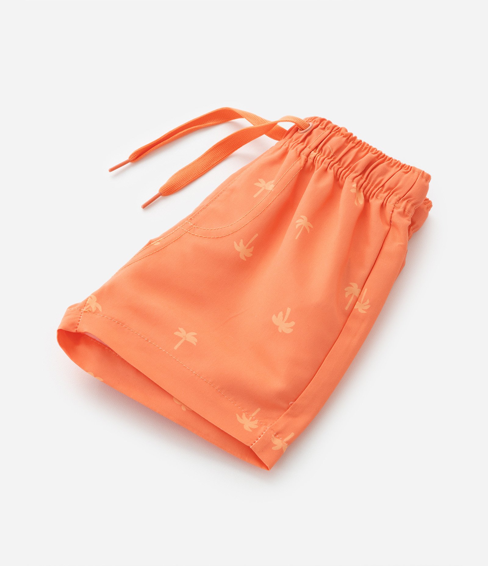 Conjunto Infantil de Regata Estampada com Bichinhos na Praia e Short com Coqueirinhos - Tam 0 a 18 meses Branco/Laranja 4