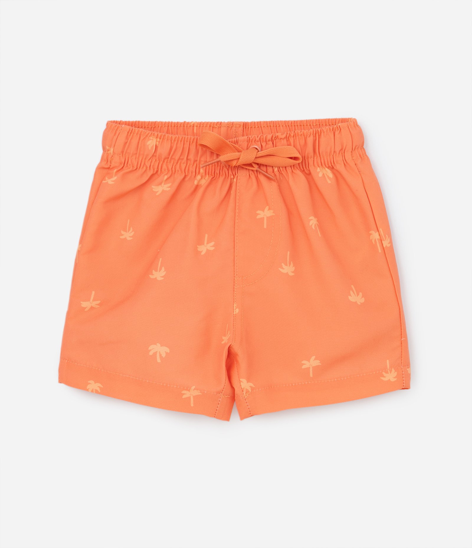 Conjunto Infantil de Regata Estampada com Bichinhos na Praia e Short com Coqueirinhos - Tam 0 a 18 meses Branco/Laranja 7