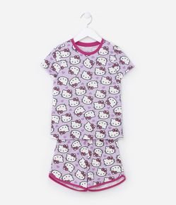 Pijama Curto Infantil com Estampa Hello Kitty - Tam 1 a 6 Anos