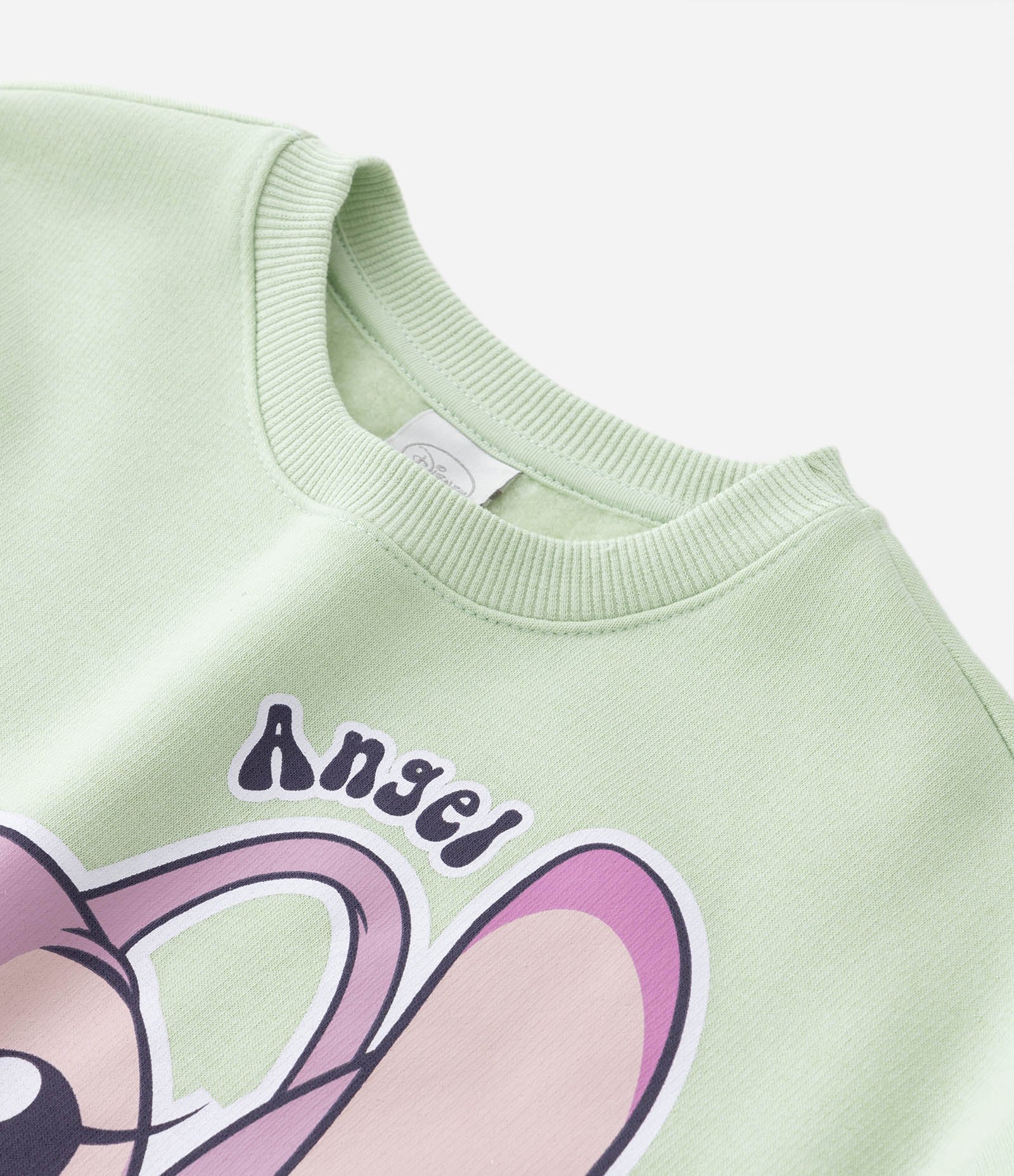 Blusão Regular Infantil em Moletom Estampa Angel Stitch - Tam 5 a 14 anos Verde 5