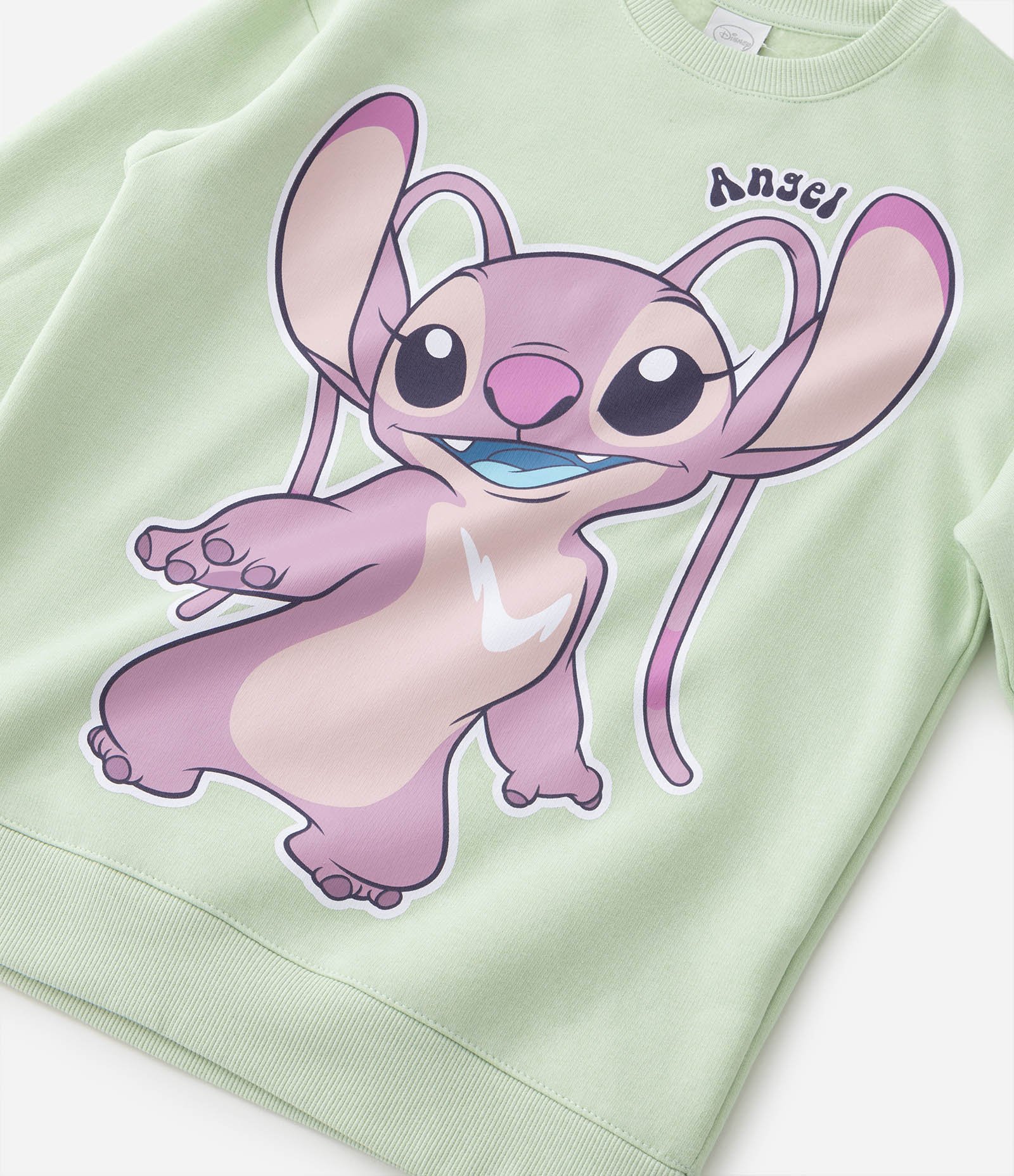 Blusão Regular Infantil em Moletom Estampa Angel Stitch - Tam 5 a 14 anos Verde 7