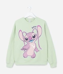 Blusão Regular Infantil em Moletom Estampa Angel Stitch - Tam 5 a 14 anos