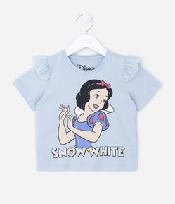 Camiseta Infantil com Babadinho em Tule da Branca de Neve - Tam 1 a 5 Anos