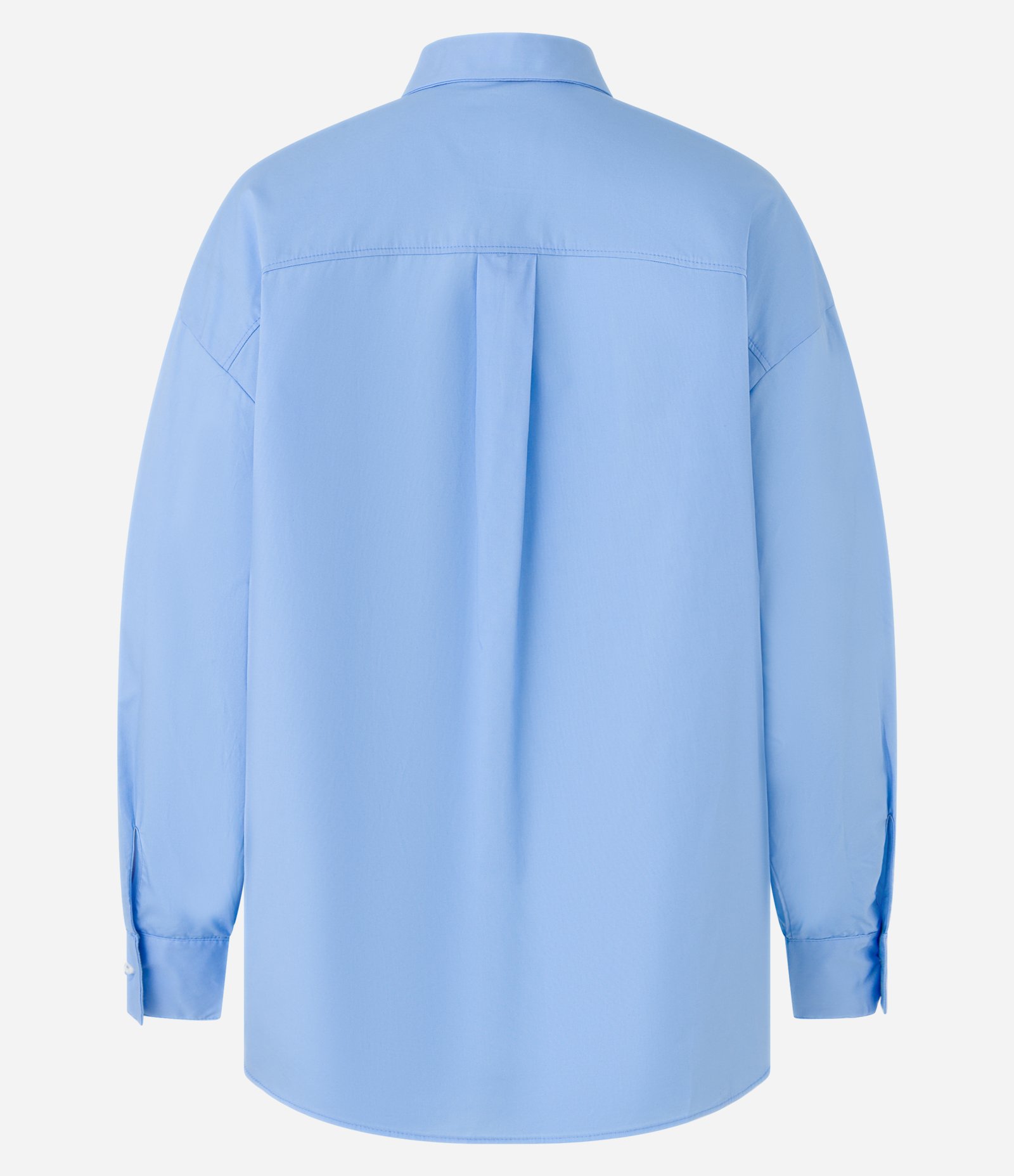 Camisa em Tricoline com Aplicação de Flor Rendada Azul 7