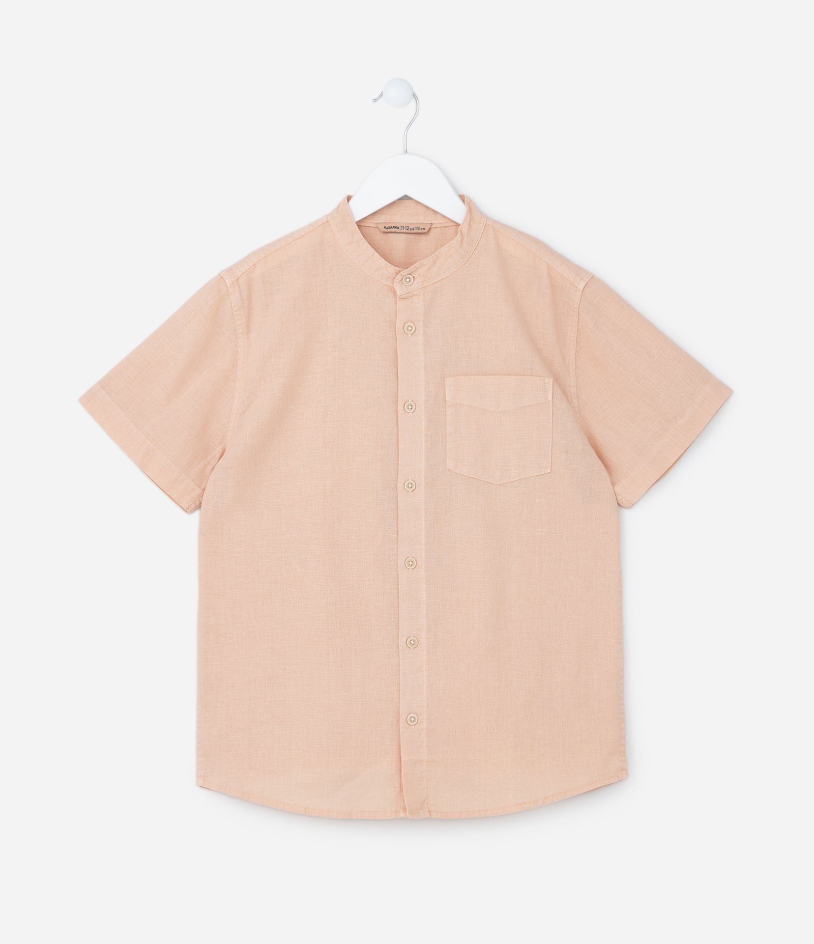 Camisa Infantil em Algodão e Linho com Bolsinho - Tam 5 a 14 anos Laranja 1